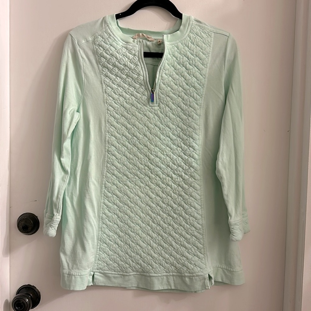 Soft Surroundings Golf Shores Quilted Pullover Sweatshirt Yucca Women's medium